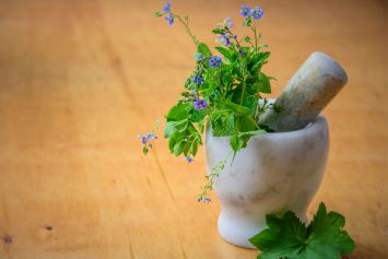 Un pot avec des fleurs
