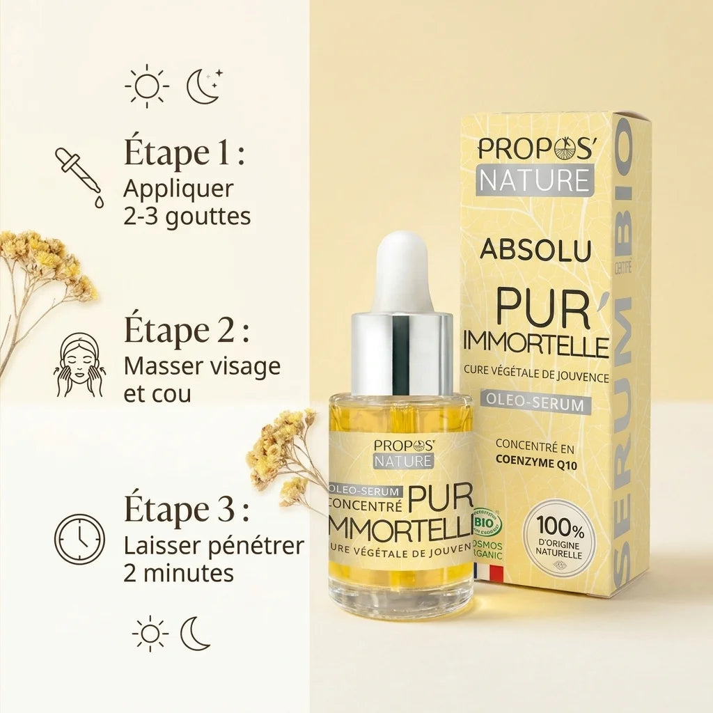 Absolu Pur'Immortelle Propos'Nature sérum bio - Guide d'utilisation en 3 étapes