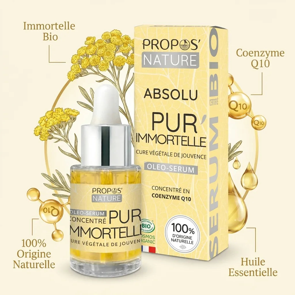 Absolu Pur'Immortelle bio Propos'Nature - flacon sérum avec ingrédients naturels certifiés