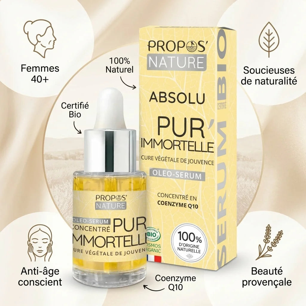 Absolu Pur'Immortelle bio Propos'Nature - Sérum anti-âge naturel certifié pour femmes 40+