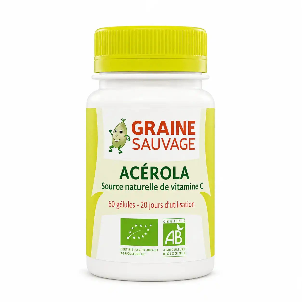 flacon de 60 gélules d'Acérola Bio de la marque Graine sauvage