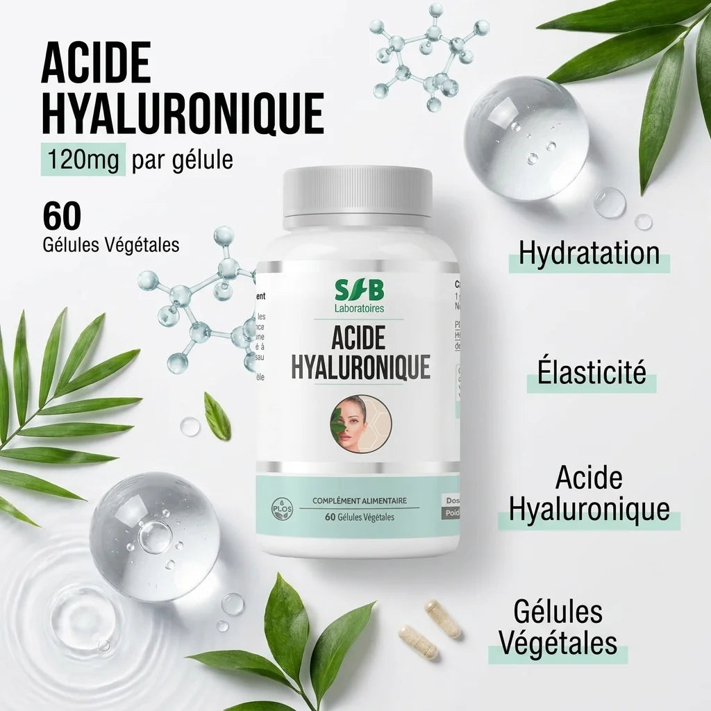 Gélules acide hyaluronique SFB 120mg - Hydratation et élasticité cutanée naturelle