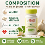 Ail Bio en gélules Graine Sauvage avec composition, ingrédients naturels et bénéfices pour cœur et artères