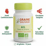 Complément ail bio vegan en gélules avec bénéfices santé cardiovasculaire et circulation sanguine