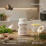 Bouteille Vital Osmose ail noir fermenté 100 gélules avec ail frais et ingrédients naturels