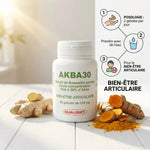 AKBA30 gélules Qualidiet pour bien-être articulaire, posologie 2 gélules par jour avec gingembre et curcuma