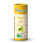 Amalaki bio en gélules Ayurvana, complément alimentaire ayurvédique en flacon avec bouchon jaune