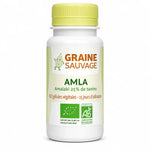 Flacon Amla bio vegan Graine Sauvage 60 gélules avec certification AB sur fond blanc
