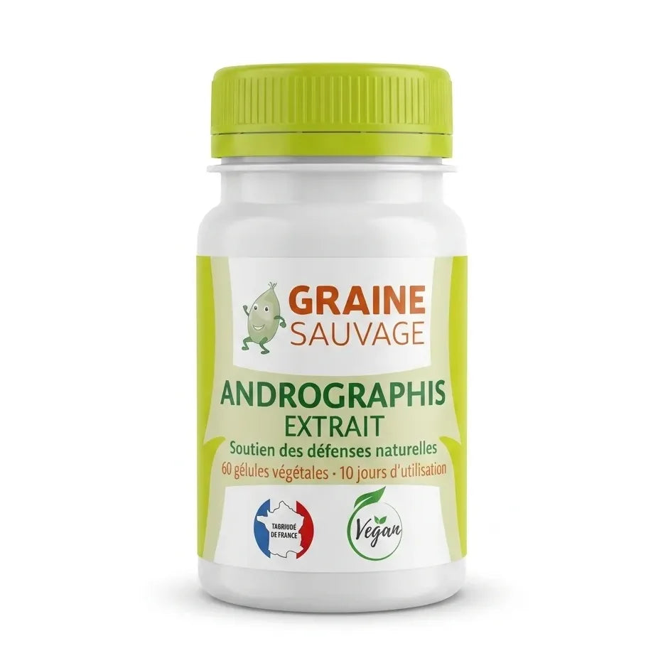 Flacon Andrographis extrait en gélules Graine Sauvage avec bouchon vert citron