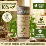 Andrographis Extrait Vegan 60 gélules Ayur-vana avec plante andrographis paniculata et étiquette défenses immunitaires