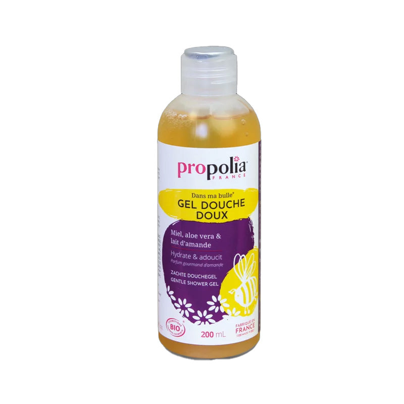 Gel douche doux Bio Miel, Aloe Vera et Lait d'Amande - Propolia