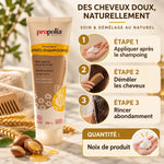 Après-shampoing bio Propolia miel argan avec guide d'application en 3 étapes et dosage recommandé