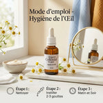 Argent Colloïdal 20ppm Dr. Theiss - Mode d'emploi hygiène de l'œil avec étapes d'application