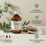 Argent colloïdal bio 20 ppm Dr.Theiss 500ml avec infographies bénéfices et certifications