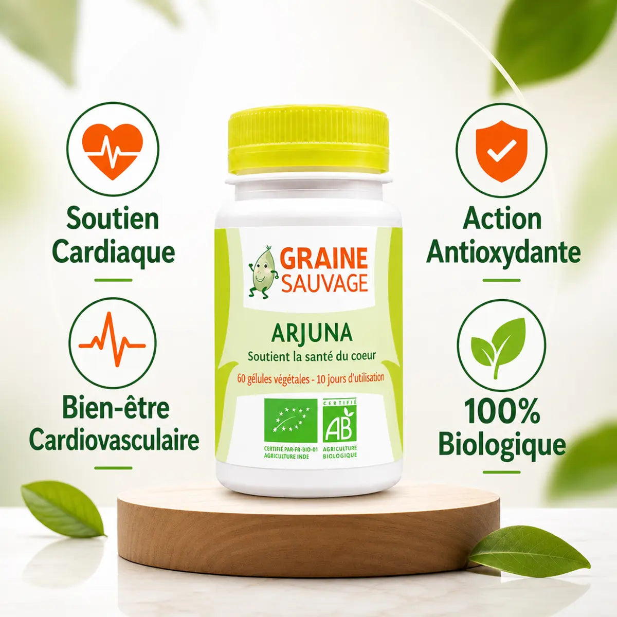 Arjuna bio 60 gélules Graine Sauvage - Soutien cardiaque et bien-être cardiovasculaire biologique