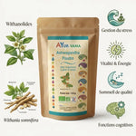 Ashwagandha bio poudre Ayurvana 150g - Bienfaits stress, énergie et sommeil