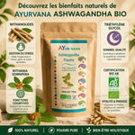 Ashwagandha bio poudre Ayurvana 150g - gestion stress, sommeil et vitalité