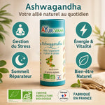 Ashwagandha bio vegan gélules AYur-vana avec bénéfices stress sommeil énergie bien-être