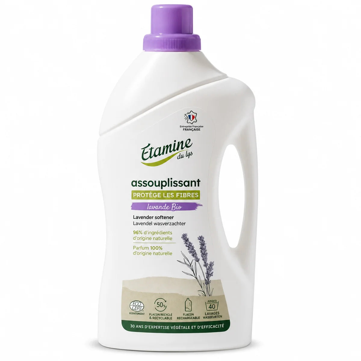 Assouplissant Lavande Etamine du Lys - bouteille blanche avec bouchon violet