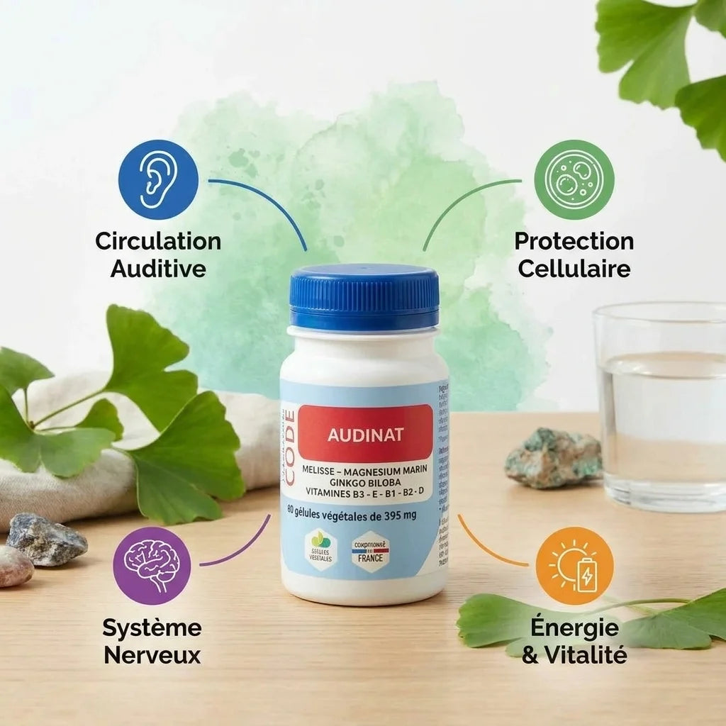 Audinat en gélules - complément auditif avec bénéfices circulation et protection cellulaire