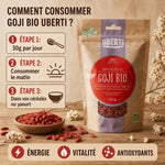 Baies de Goji bio 250g Uberti - guide dosage énérgie vitalité antioxydants