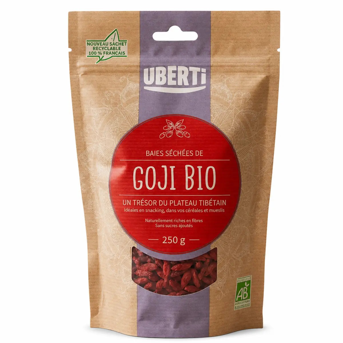 Baies de Goji bio 250g Uberti - Sachet kraft avec label certifié bio