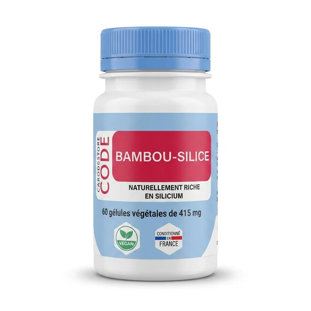 Bambou Silice Vegan 60 gélules - Complément alimentaire en flacon avec capsules végétales