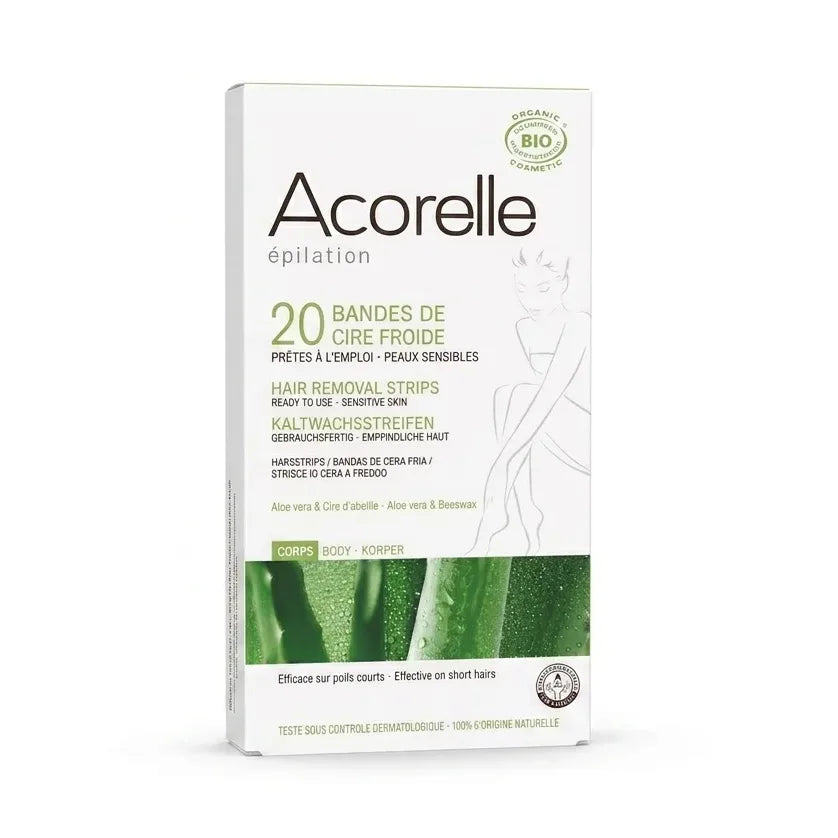 Boîte de bandes de cire froide bio Acorelle pour épilation du corps