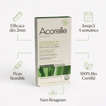 Bandes de cire froide bio Acorelle avec bénéfices: efficace, longue tenue, peau sensible, certifié bio
