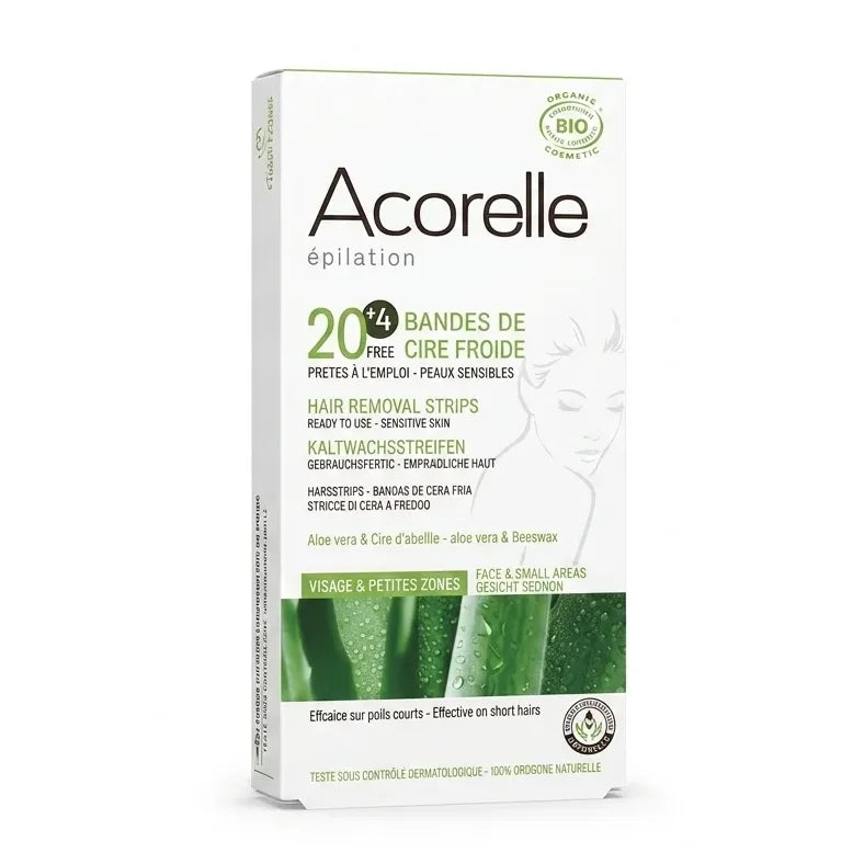 Boîte de bandes de cire froide Acorelle pour épilation du visage