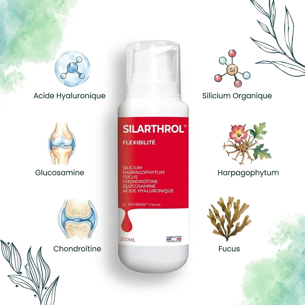 Baume articulaire SILARTHROL 200ml avec ingrédients actifs silicium organique, glucosamine et acide hyaluronique