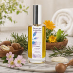 Baume de Diane bio Douces Angevines avec fleurs de calendula et romarin sur marbre blanc