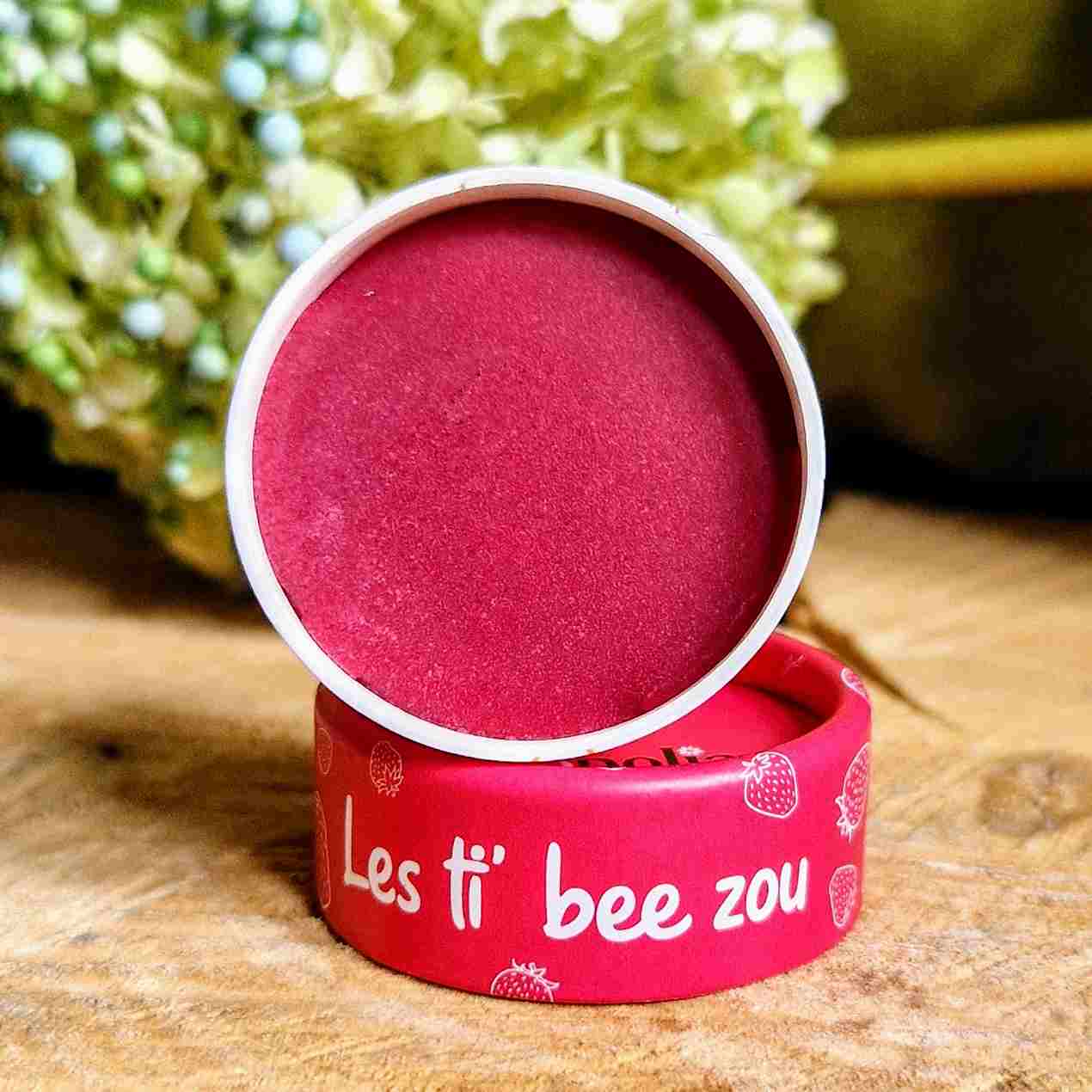pot de Baume à lèvres Bio teinté fraise et miel ouvert