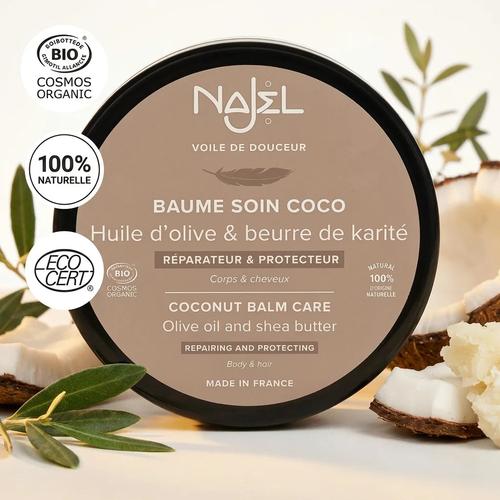 Baume soin coco Najel bio certifié avec huile d'olive et beurre de karité