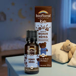 Granules Beaux rêves bio Biofloral 19,5g sur table de nuit enfant avec ours en peluche