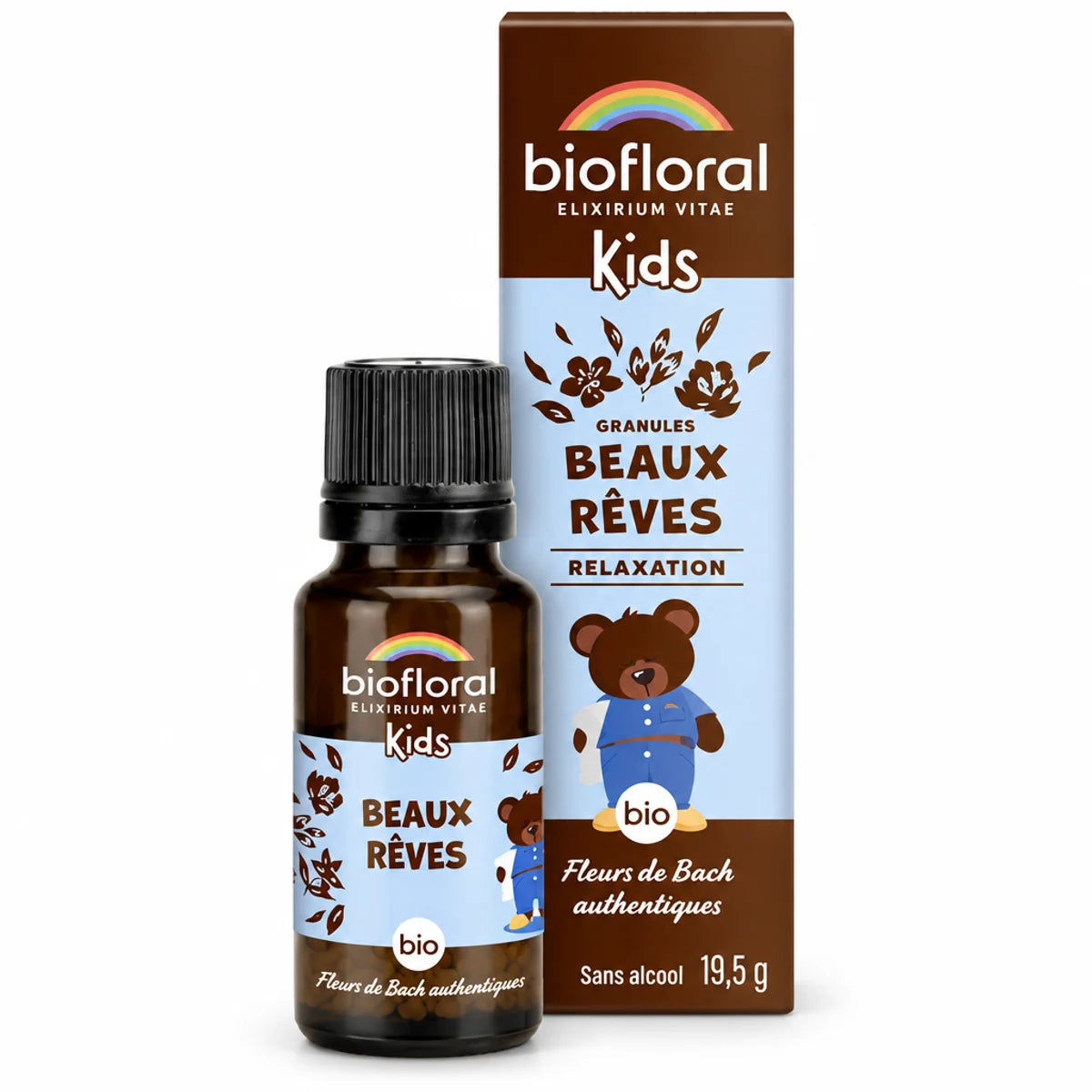 Granules Beaux rêves bio Biofloral 19,5g pour enfants en flacon verre brun