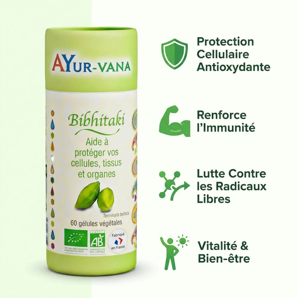 Bibhitaki bio en gélules Ayurvana - Antioxydant naturel pour immunité et vitalité