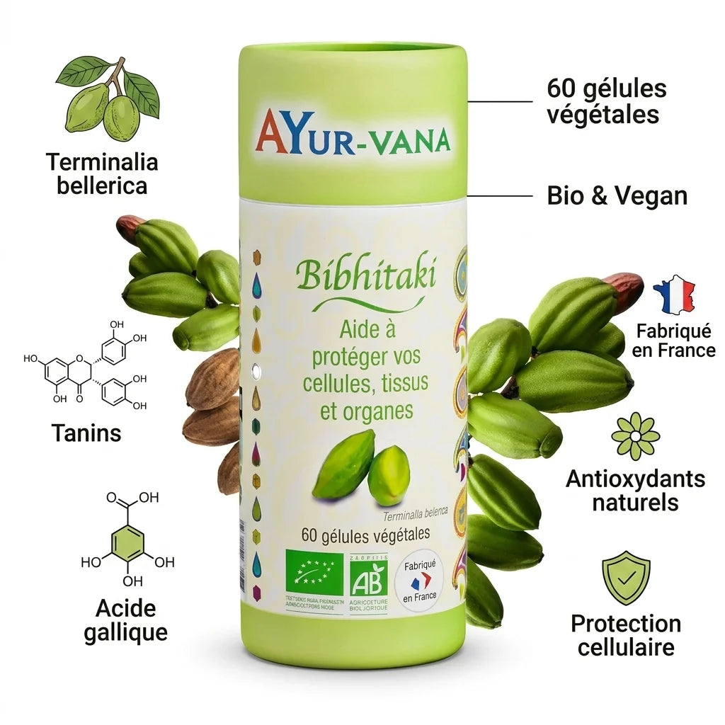 Bibhitaki bio vegan gélules Ayurvana 60 capsules végétales antioxydants naturels France