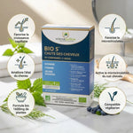 BIO 5 Chute de Cheveux complément alimentaire bio avec infographie des 5 bénéfices