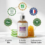 BIO 5 Shampooing volumateur anti-chute certifié bio avec badges écologiques et ingrédients naturels