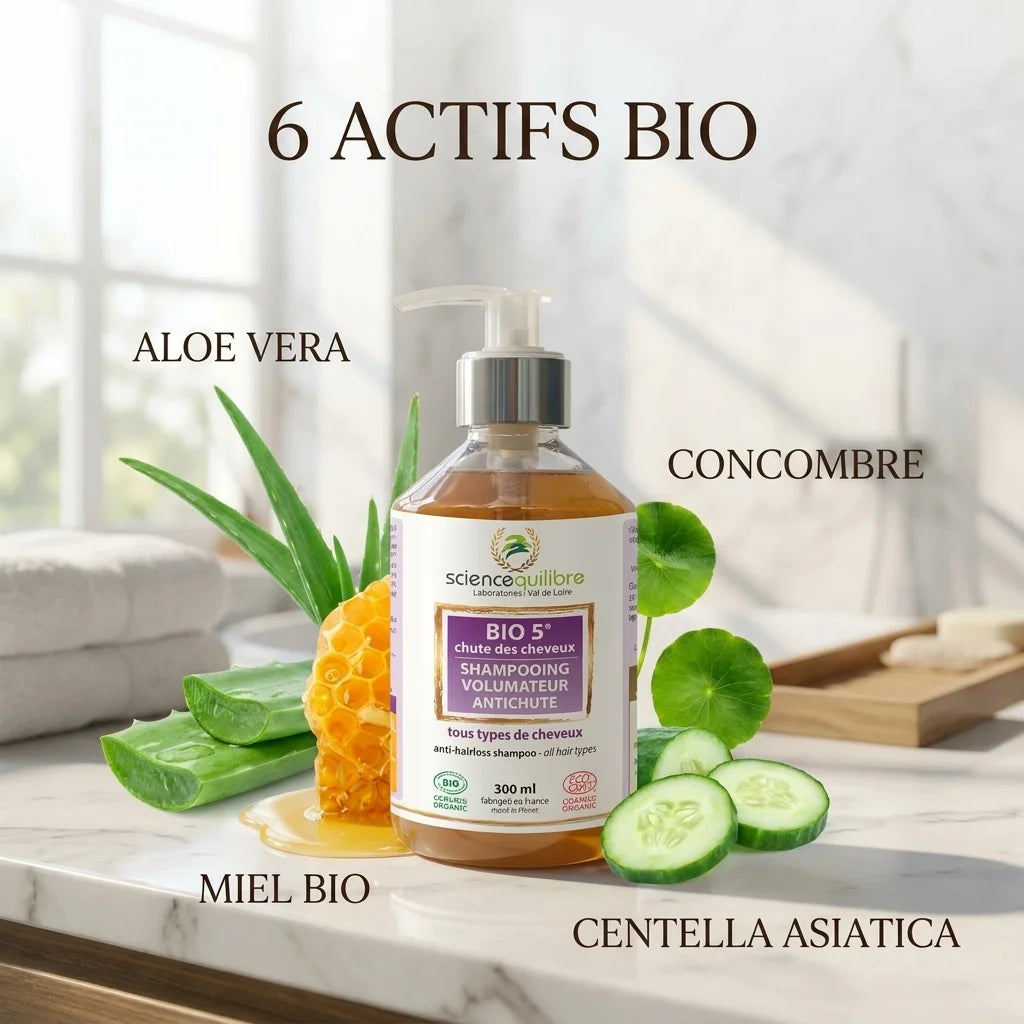 Shampooing BIO 5 volumateur anti-chute Science et Équilibre avec ingrédients botaniques certifiés bio