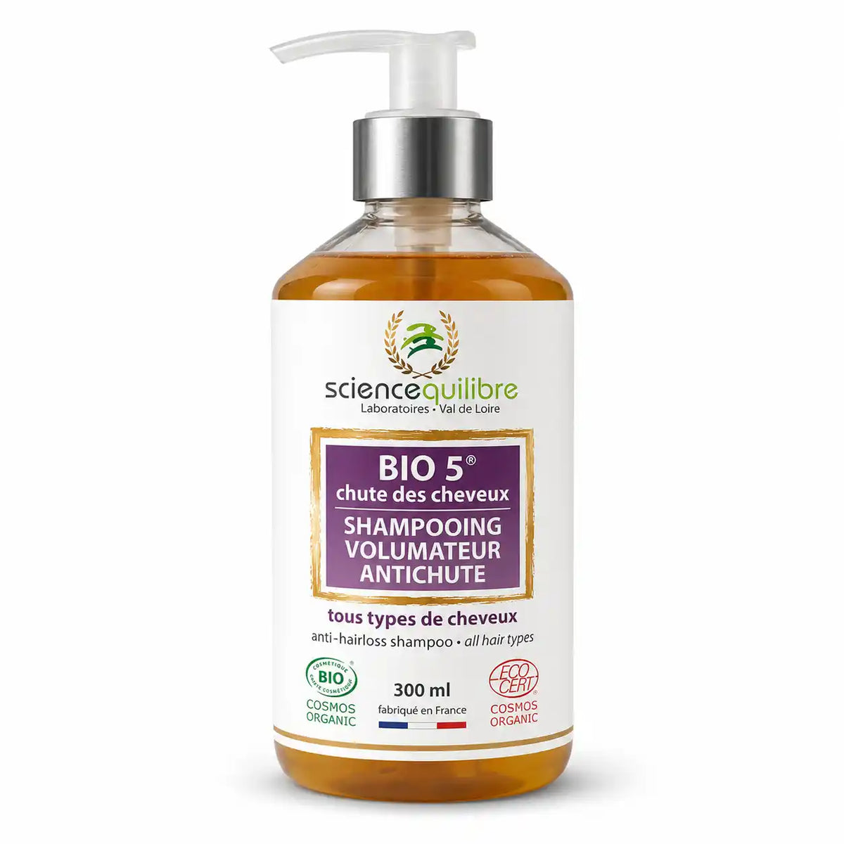 Bouteille BIO 5 shampooing volumateur anti-chute certifié bio Science et Équilibre