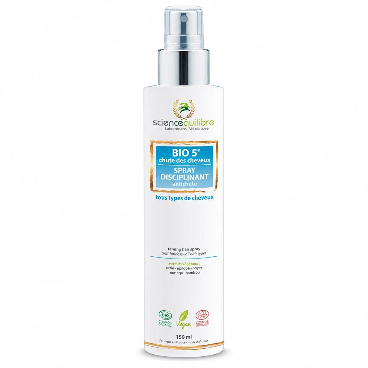 Spray disciplinant antichute BIO 5 certifié bio et vegan Science et Équilibre