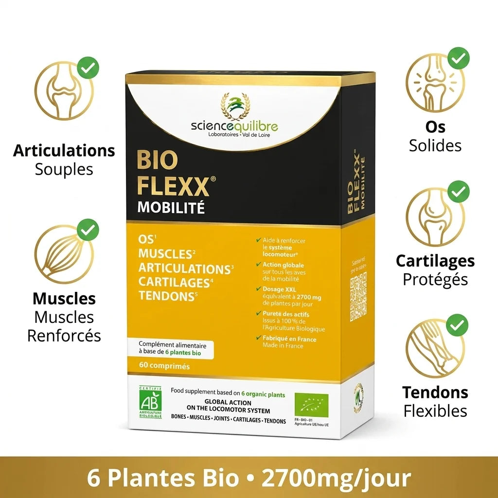 BIO FLEXX Mobilité 60 comprimés avec bénéfices articulations, muscles, os et tendons - Supplément Bio