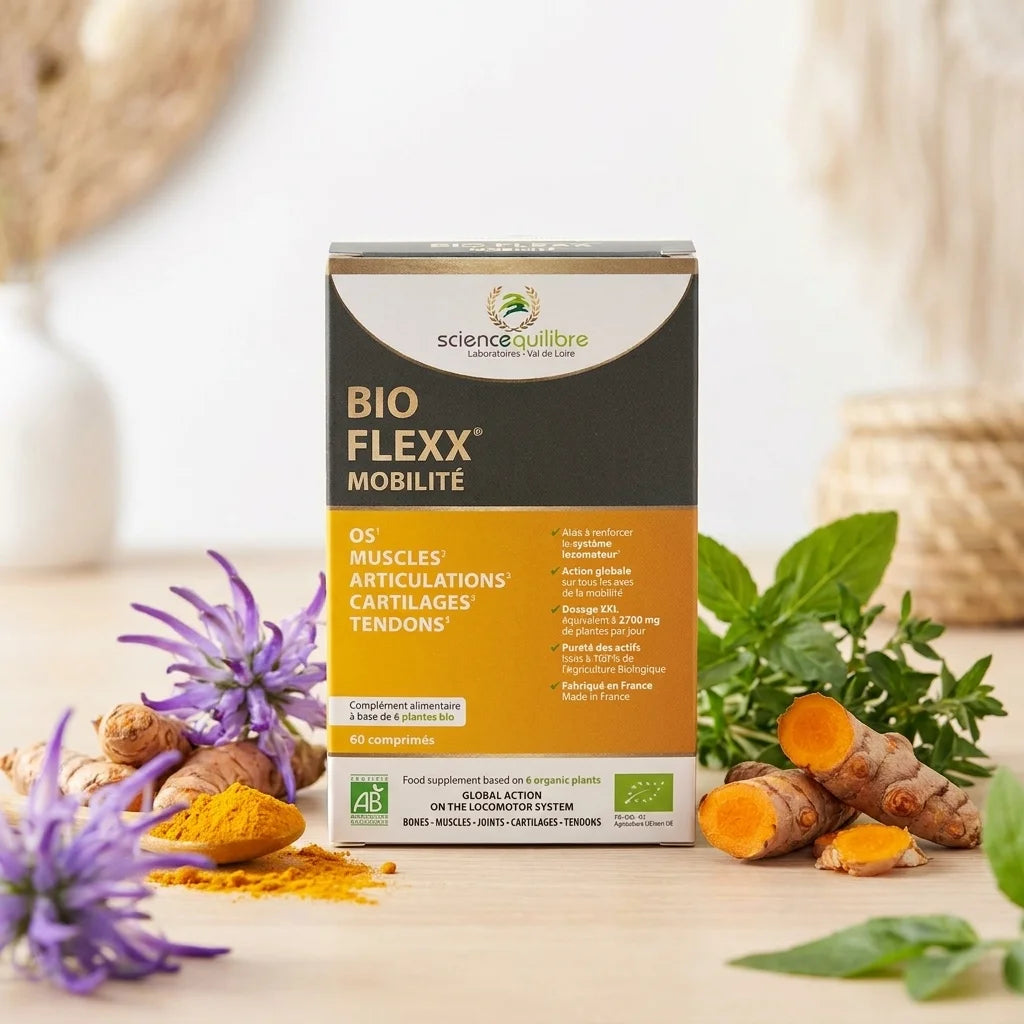 BIO FLEXX Mobilité en comprimés avec curcuma et herbes naturelles pour la flexibilité articulaire