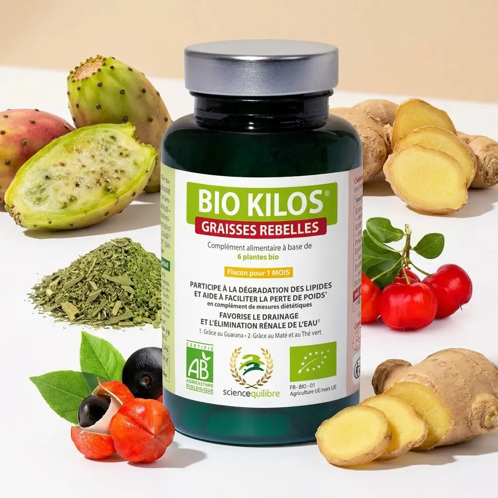 BIO KILOS graisses rebelles en comprimés avec ingrédients bio naturels et studio wellness