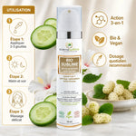 Sérum anti-taches BIO SUBLIME bio et vegan avec guide d'application et ingrédients naturels