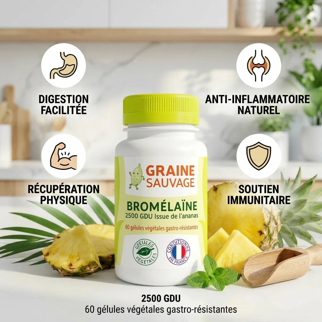 Graine Sauvage Bromélaïne vegan 60 gélules avec bénéfices digestion et anti-inflammatoire