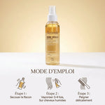 Brume protectrice cheveux bio Acorelle avec mode d'emploi étapes application sur cheveux humides