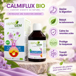 Calmiflux bio 200ml avec 5 bénéfices : digestion, ballonnements, remontées acides, muqueuse, transit